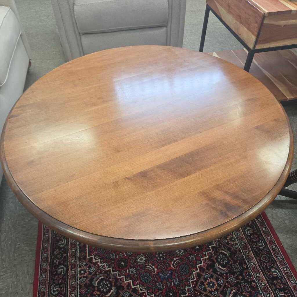 Vintage Solid Wood Swivel Coffee Table with Pedestal Base