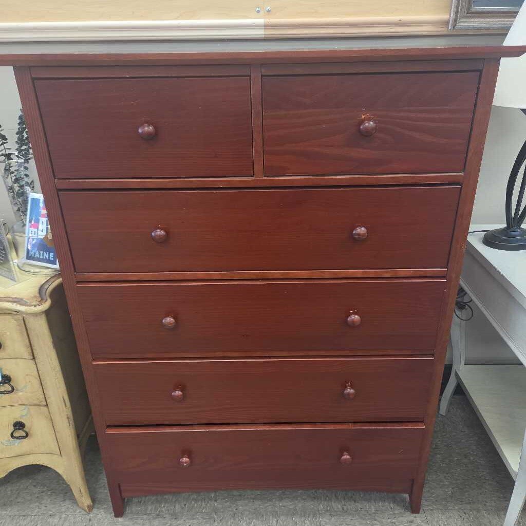 6-Drawer Wood Dresser with Warm Cherry Finish