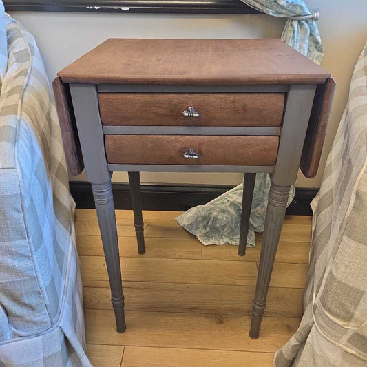 Sheraton Style Drop Leaf Side Table with 2 Drawers