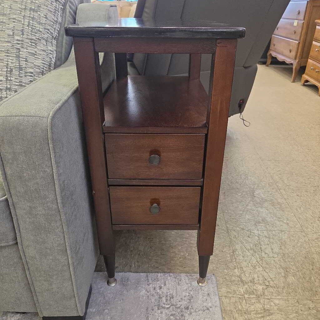 Espresso Chairside Two-Drawer Table - 2 Available