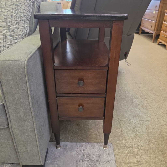 Espresso Chairside Two-Drawer Table