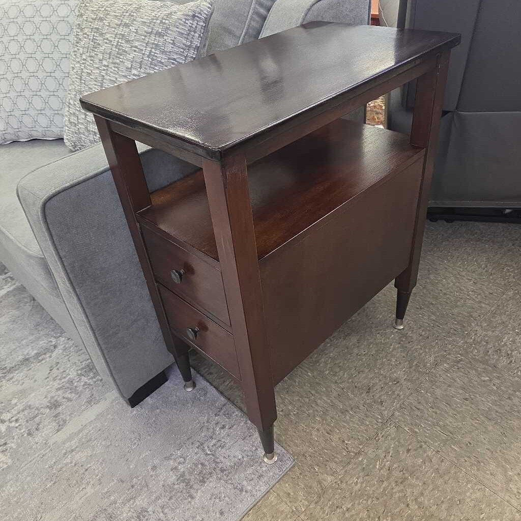 Espresso Chairside Two-Drawer Table - 2 Available