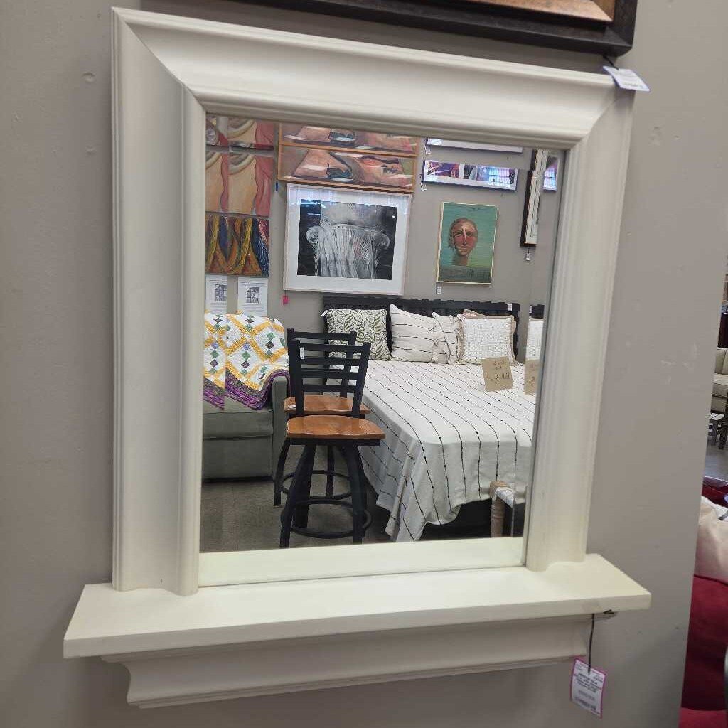Wall Mirror with Beveled Glass and Shelf