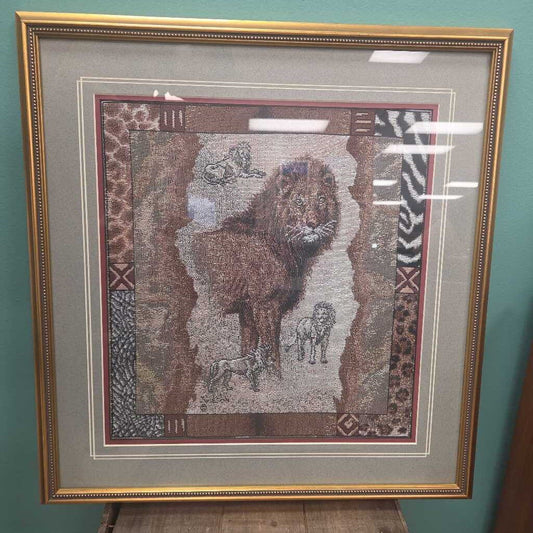 Safari Animal Tapestry Wall Decor - Matted and Framed