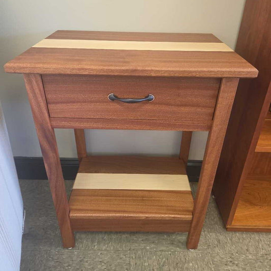 Custom Made Single-Drawer End Table - Ribbon Seeple with Hard Maple Middle (2 Available)