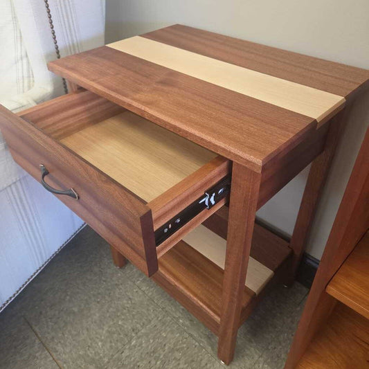Custom Made Single-Drawer End Table - Ribbon Seeple with Hard Maple Middle (2 Available)
