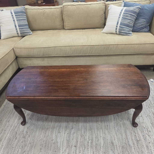 Vintage Mahogany Drop Leaf Coffee Table with Cabriole Legs