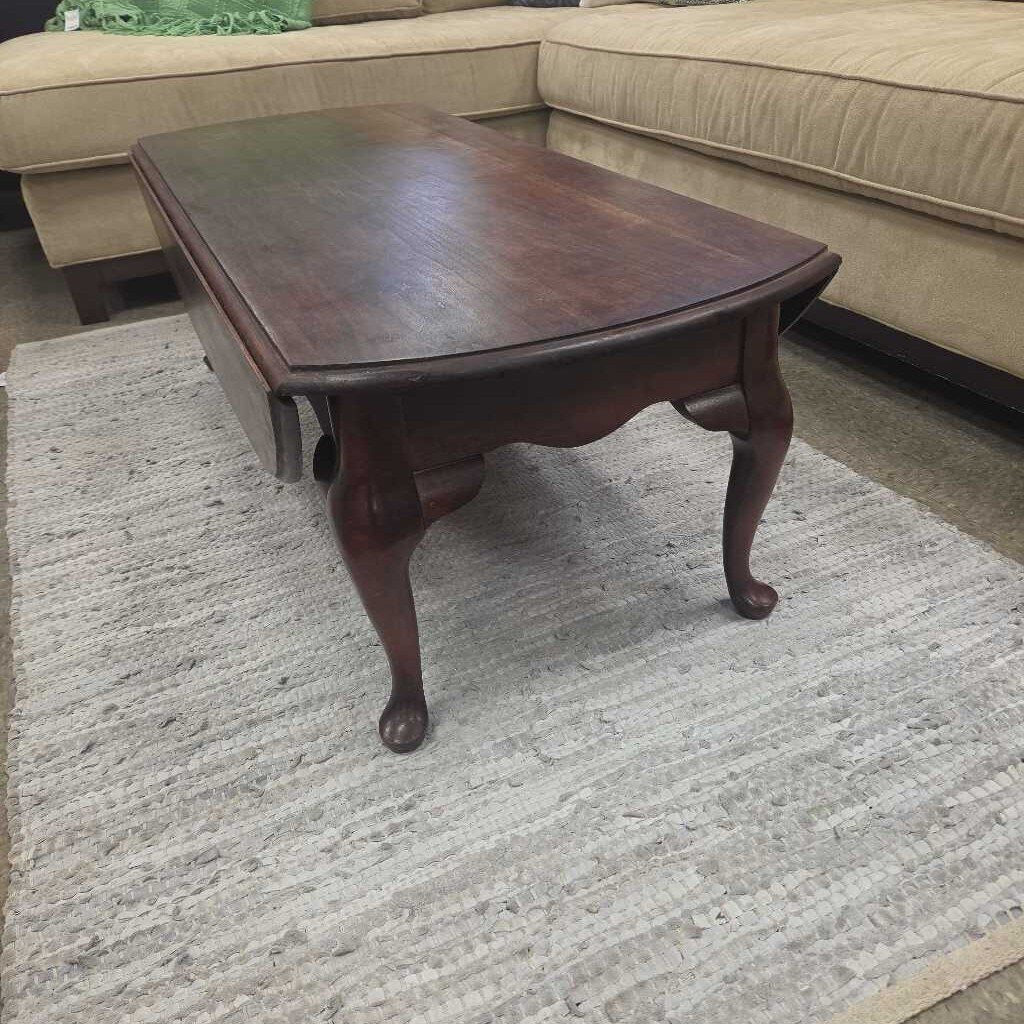 Vintage Mahogany Drop Leaf Coffee Table with Cabriole Legs