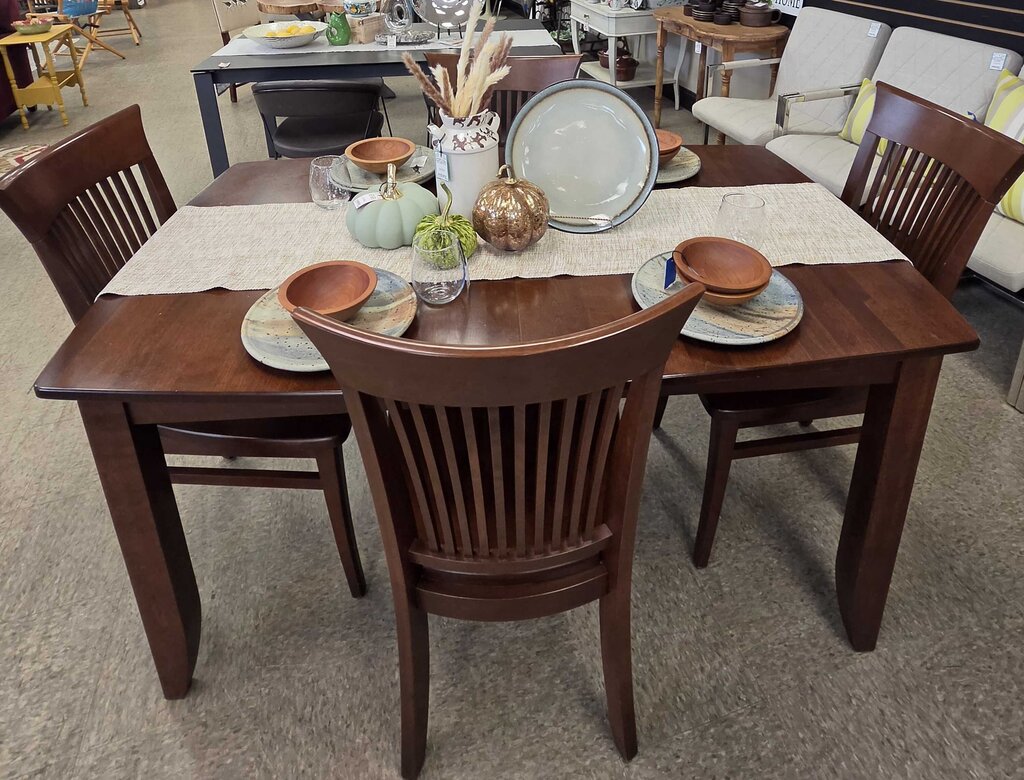 Canadel Furniture Finished Birch Dining Table & 4 Chairs (2 Addl Leaves add 18" ea.)
