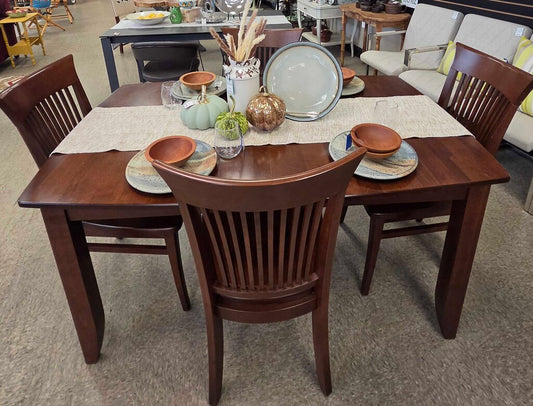 Canadel Furniture Finished Birch Dining Table & 4 Chairs (2 Addl Leaves add 18" ea.)