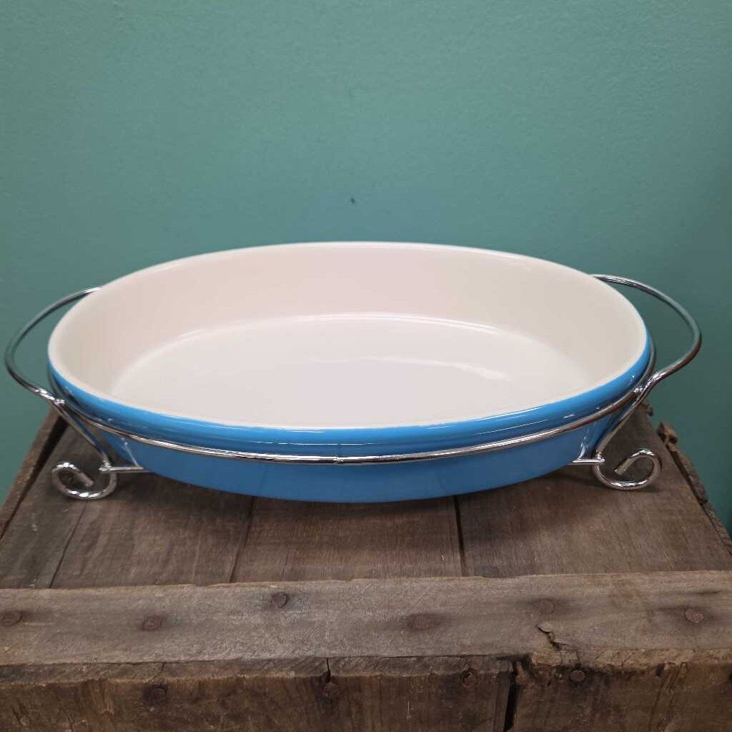 DAVCO Ceramic Serving Dish with Warming Stand