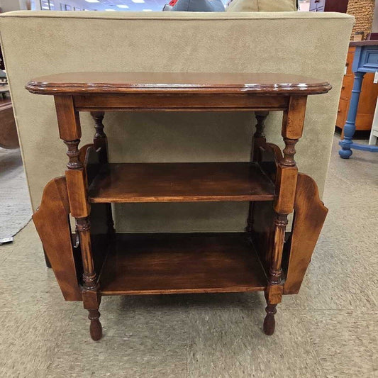 Mid-Century Modern Tiered Wood Magazine Side Table (2 Available)