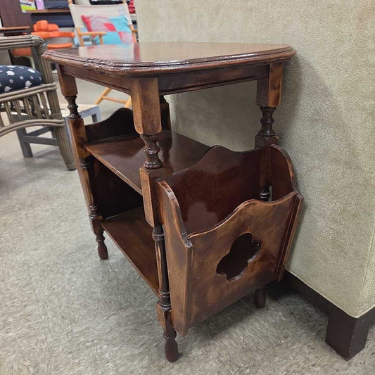 Mid-Century Modern Tiered Wood Magazine Side Table (2 Available)