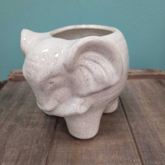 Ceramic Elephant Planter w/Drainage Hole