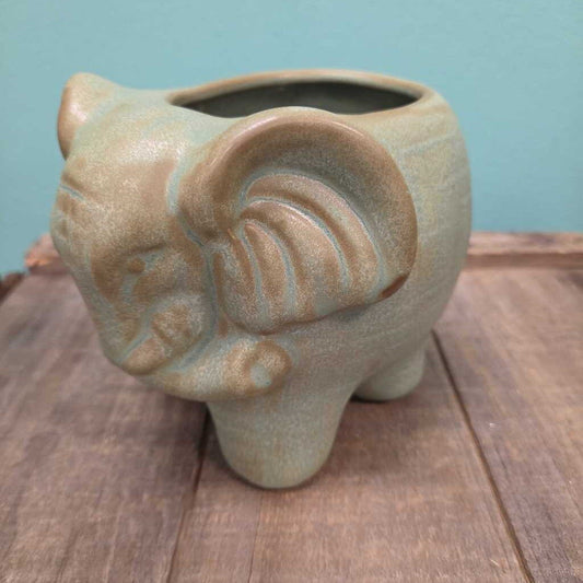 Ceramic Elephant Planter w/Drainage Hole