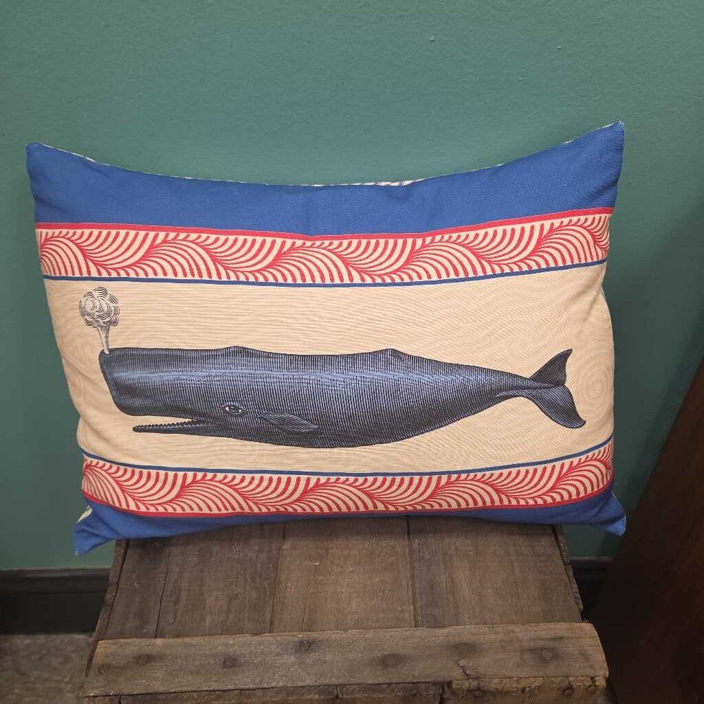 Leslie Evans Designs Blue Whale Nautical Pillow