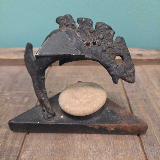 Jaro Svitorka Cast Iron Fish Sculpture with Stone - Made in Canada