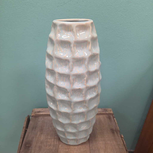 Pale Blue Honeycomb Textured Ceramic Vase