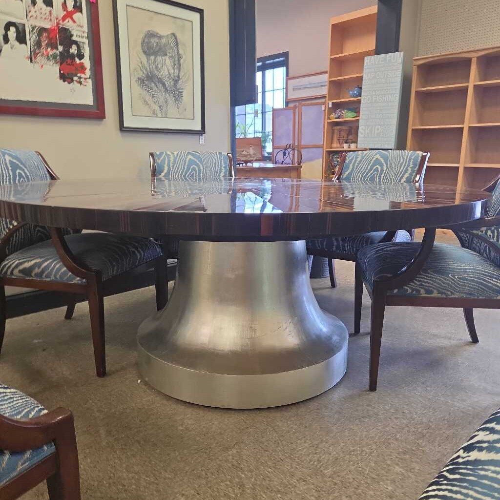 Macassar Ebony Wood Table with Sunburst Veneer & Lacquer Finish
