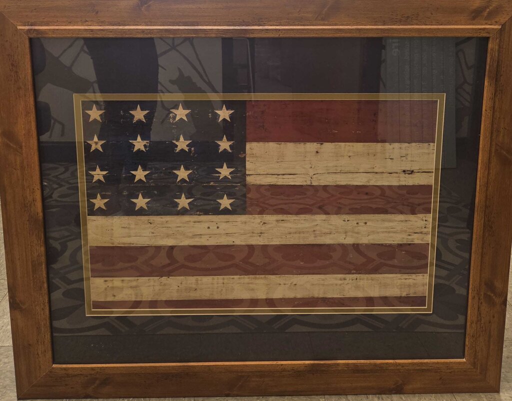 Vintage Style American Flag Print - Matted and Frame