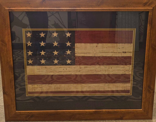 Vintage Style American Flag Print - Matted and Frame