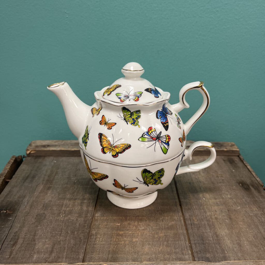Butterfly Stacking Teapot and Teacup