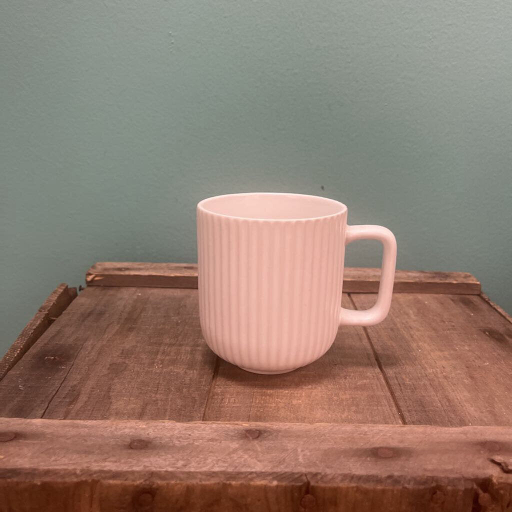 White Ribbed Coffee Mug