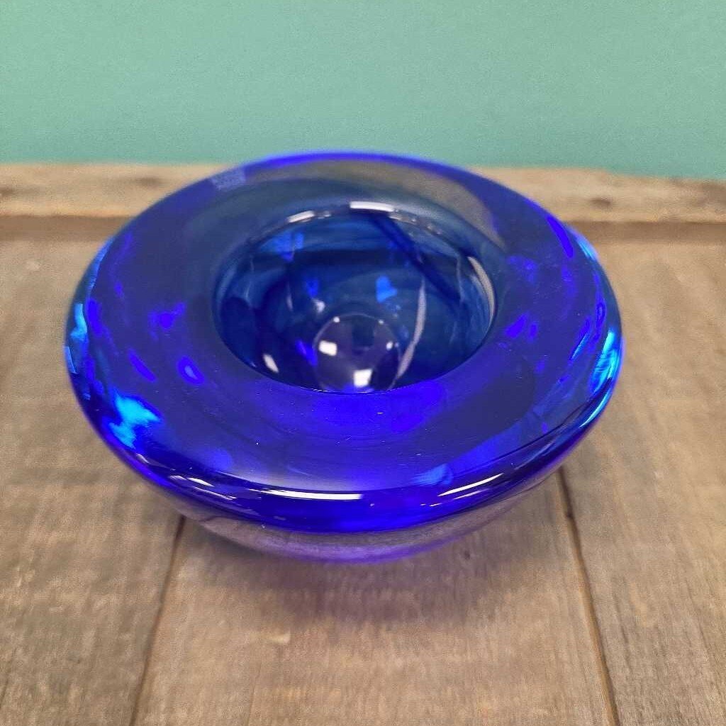 KOSTA BODA Atoll Votive Candle Holder - Cobalt Blue Glass - NEW