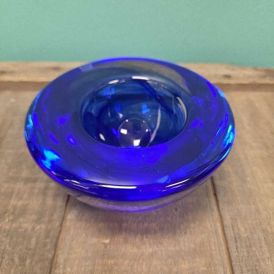 KOSTA BODA Atoll Votive Candle Holder - Cobalt Blue Glass - NEW