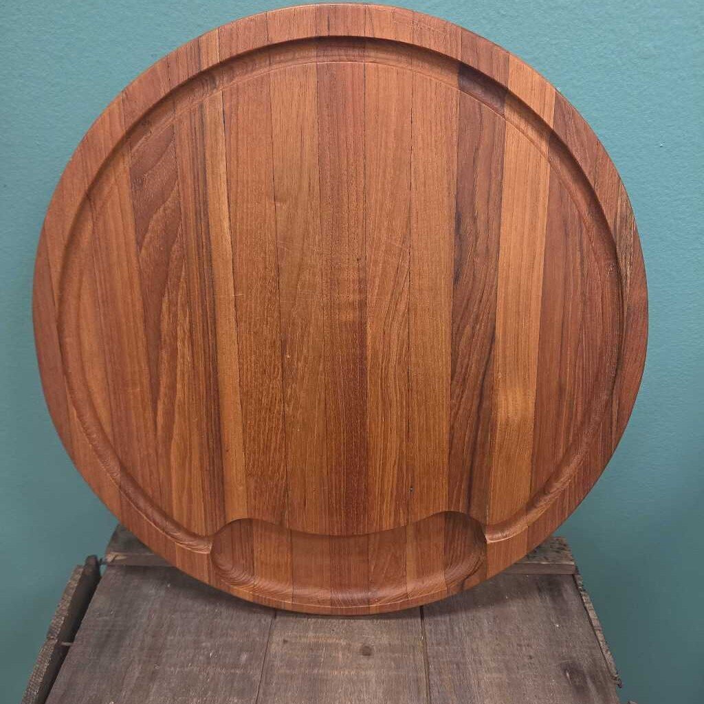 14" Round Teak Wood Cutting/Serving Board