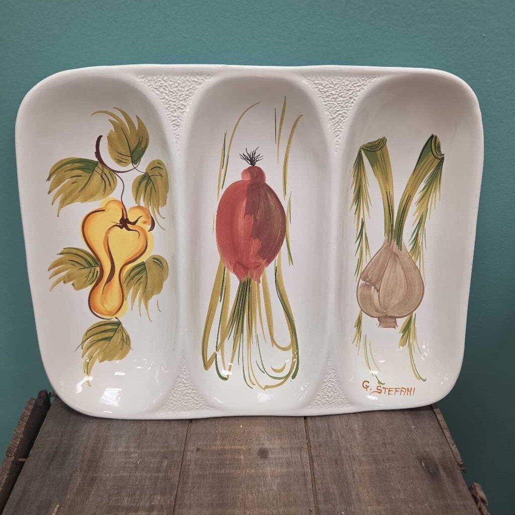Stafani Ceramic Divided Hand Painted Serving Platter