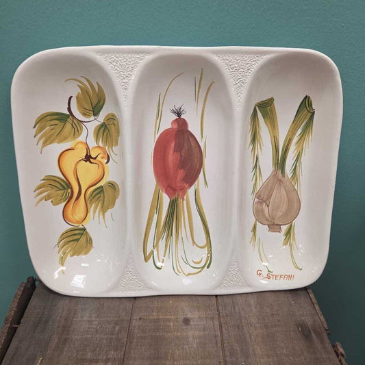 Stafani Ceramic Divided Hand Painted Serving Platter