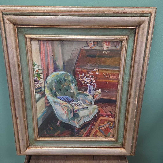 "The Blue Chair" Original Framed Oil on Canvas