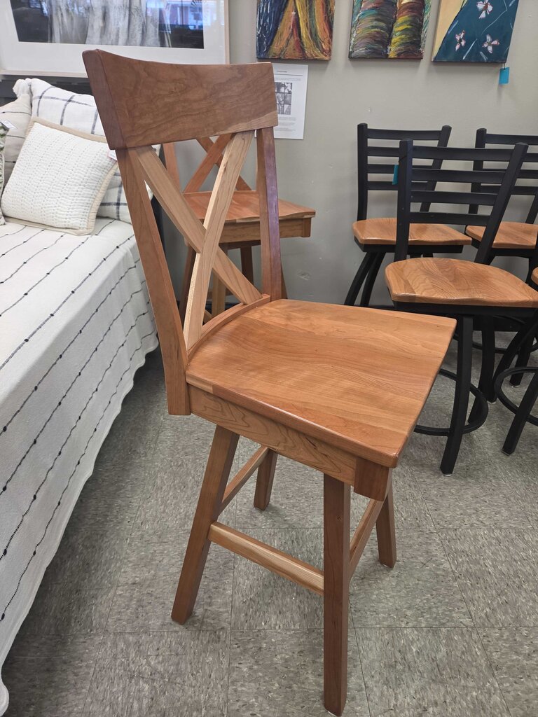 Amish French Country Cross Back Bar Stool (4 Available)