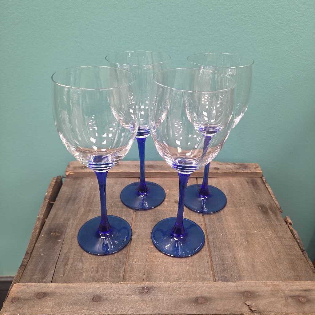 Luminarc Nuance Sapphire Blue Stem Wine Glasses - Set of 4