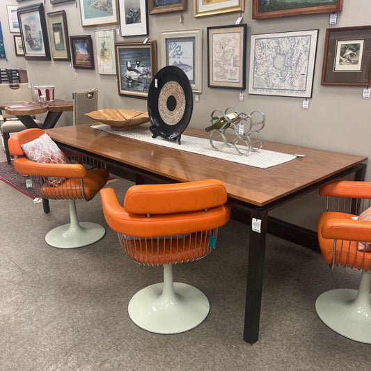 Custom Made Solid Wood Dining Table with Metal Frame