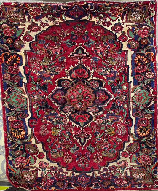 Hand Knotted 100% Wool Persian Hamada Area Rug 7.4x4.2