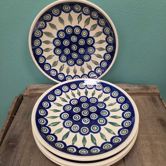 Boleslawiec Polish Pottery Stoneware Peacock Salad Plate - Set of 4