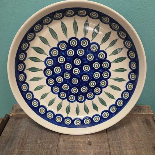 Boleslawiec Polish Pottery Stoneware Peacock Pie Plate