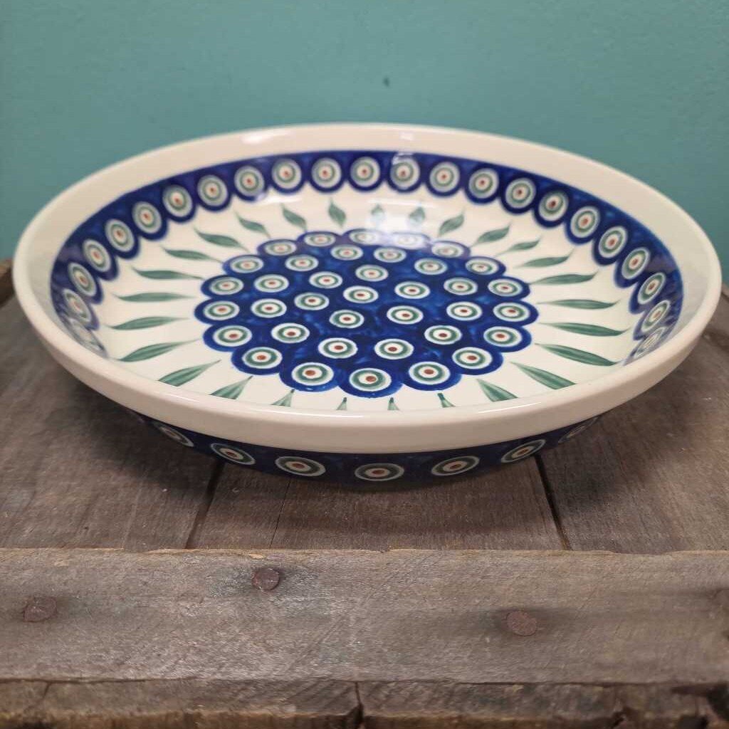 Boleslawiec Polish Pottery Stoneware Peacock Pie Plate