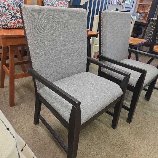Donovan Upholstered Armed Dining Chair with Nail Head Trim (4 Available)