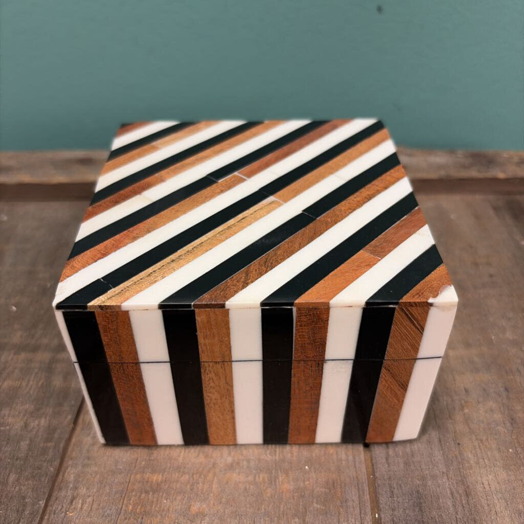 Handcrafted Decorative Box with Striped Design
