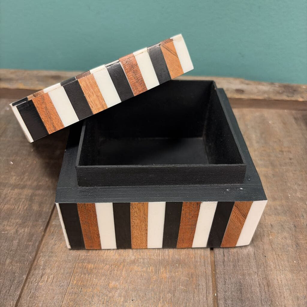 Handcrafted Decorative Box with Striped Design