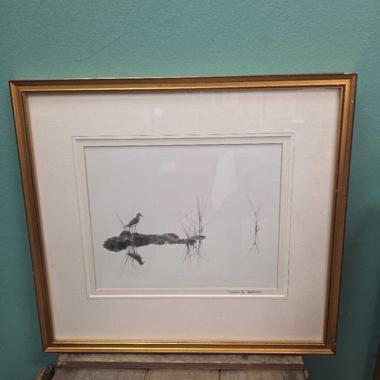 Sandpiper Reflection - Black & White Photo Print by Susan A. Sheehan