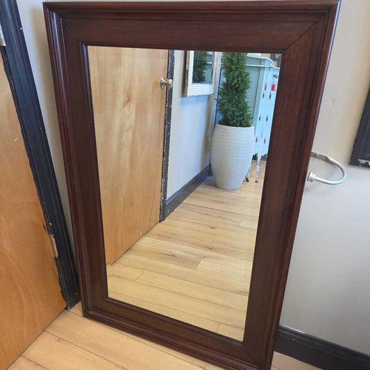Solid Wood Rectangular Wall Mirror with Beveled Glass