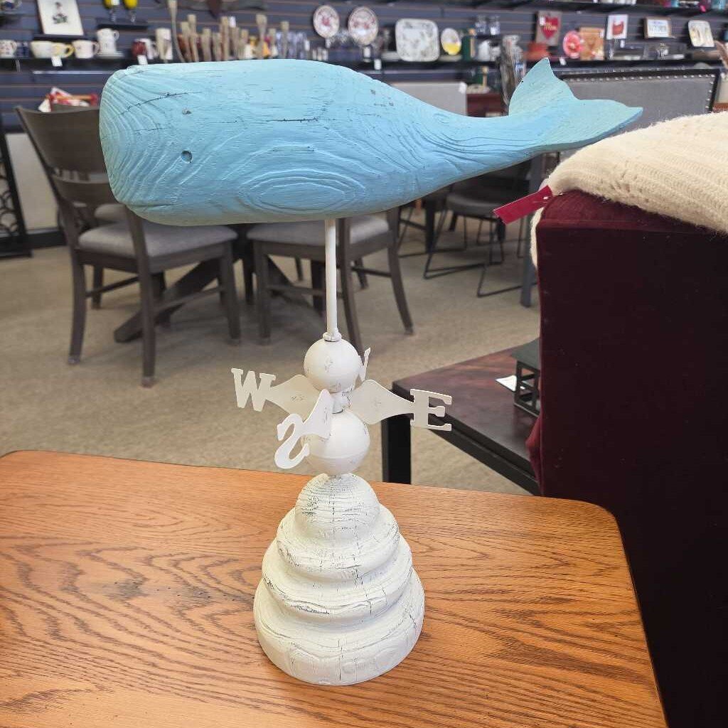 Coastal Wooden Whale Weathervane Decor