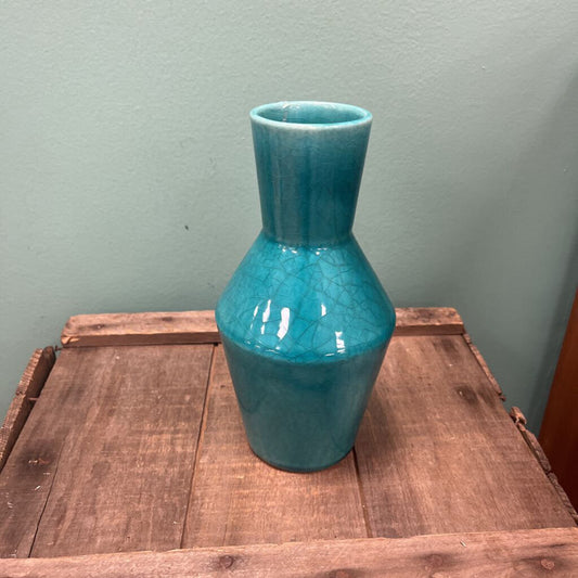 Crate & Barrel Geometric Cracked Glaze Ceramic Bud Vase