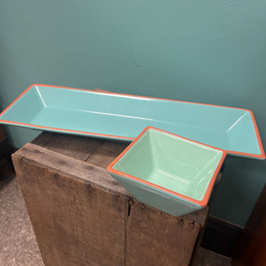 Crate & Barrel Agave Aqua Serving Tray