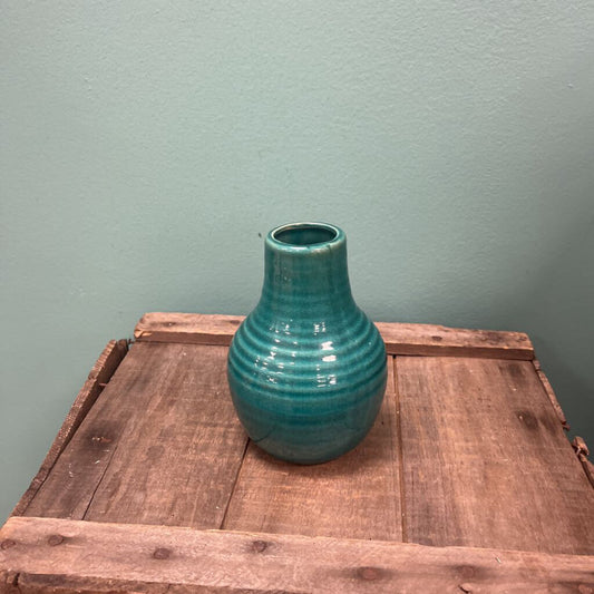 Crate & Barrel Ridged Glazed Ceramic Bud Vase