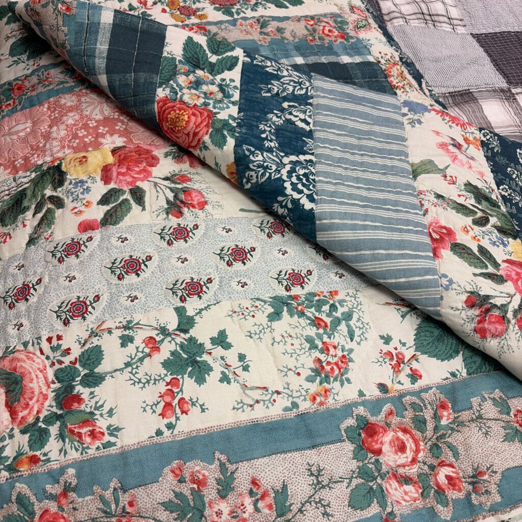 Pottery Barn Bridgette Vintage Floral Reversible Quilt